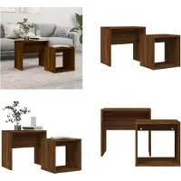 vidaXL Tables d'ensemble 2 pcs. Chêne brun Matériau dérivé du bois - Table d'ensemble - Tables d'ensemble - Tables empilables - Table basse d'ensemble