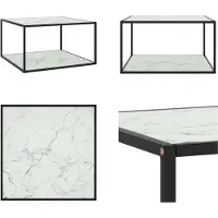vidaXL Table basse noire avec verre blanc aspect marbre 90x90x50 cm - Table basse - Tables basses - Table d'appoint