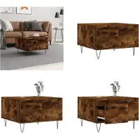 vidaXL Table basse chêne fumé 55x55x36,5 cm Bois composite - Table basse - Tables basses - Table d'appoint - Table de salon