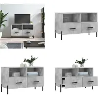 vidaXL Armoire TV gris béton 80x36x50 cm Bois composite - Armoire TV - Meubles TV - Supports TV