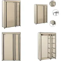 vidaXL Armoire pliante crème 110x45x175 cm Tissu - Armoire tissu - Armoire pliante - Armoire tissu - Armoires tissu