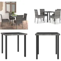 vidaXL 5 pcs. Salon de jardin Poly Rotin Gris - Salon de jardin - Ensemble de jardin - Ensemble de salon