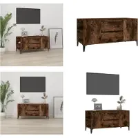vidaXL Armoire TV chêne fumé 102x44,5x50 cm Bois composite - Armoire TV - Meubles TV - Supports TV