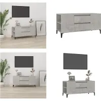 vidaXL Armoire TV gris béton 102x44,5x50 cm Bois composite - Armoire TV - Meubles TV - Support TV