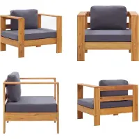 vidaXL Chaise de jardin avec coussins gris foncé acacia massif - Chaise de jardin - Chaise extérieure - Chaises extérieures