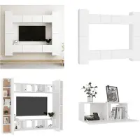 vidaXL 8 pcs. Armoire TV Set Blanc Bois composite - Armoire TV - Armoire HiFi - Armoires HiFi