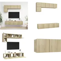 vidaXL 5 pcs. Armoire TV Sonoma chêne bois composite - Ensemble d'armoires TV - Ensembles d'armoires TV - Ensembles d'armoires TV suspendues