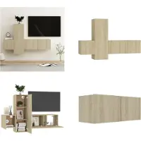 vidaXL 3 pcs. Armoire TV Sonoma chêne bois composite - Armoire TV - Armoire HiFi - Armoires HiFi