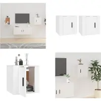 vidaXL Armoires murales TV 2 pcs. Blanc 40x34,5x40 cm - Meuble TV mural - Meubles TV muraux - Meuble TV - Console TV