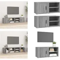 vidaXL Armoires TV 2 pcs. Grau Sonoma 80x31,5x36 cm Bois composite - Armoire TV - Meubles TV - Support TV