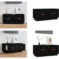 vidaXL Armoire TV Noir 80x34x35 cm Pin massif - Armoire TV - Meubles TV - Supports TV