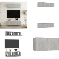 vidaXL Armoires TV 4 pcs. Betongrau 60x30x30 cm Holzwerkstoff - Armoire TV - Armoires TV - Armoire Hi-Fi - Armoires Hi-Fi