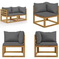 vidaXL Banc de jardin 2 places avec coussins gris foncé - Banc de jardin - Banc de terrasse - Bancs de terrasse