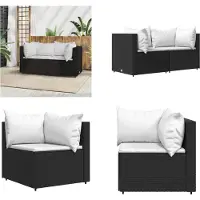 vidaXL Canapés d'angle de jardin avec coussins 2 pcs. Poly Rattan noir - Canapé d'angle - Canapés d'angle - Canapé - Canapé d'extérieur