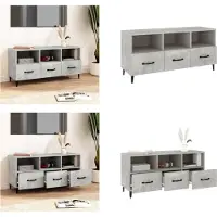 vidaXL Armoire TV gris béton 102x35x50 cm Bois composite - Armoire TV - Meubles TV - Supports TV