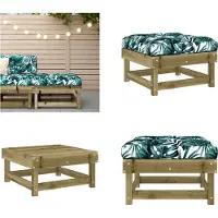 vidaXL Tabouret de jardin avec coussin Bois de pin imprégné - Tabouret de jardin - Tabouret de terrasse - Tabouret d'extérieur - Tabouret de pied de jardin