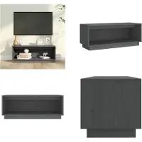 vidaXL Armoire TV Gris 90x35x35 cm Pin massif - Armoire TV - Meubles TV - Support TV