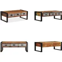 vidaXL Table basse avec 3 tiroirs Vieux bois massif 100x50x35 cm - Table basse - Tables basses - Tables basses en bois