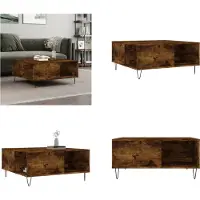 vidaXL Table basse chêne fumé 80x80x36,5 cm Bois composite - Table basse - Tables basses - Table d'appoint - Table de salon