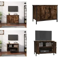 vidaXL Armoire TV avec portes chêne fumé 60x35x45 cm Bois composite - Armoire TV - Meubles TV - Supports TV