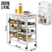 Urban Living Desserte à roulettes avec 2 tiroirs et de multiples rangements - H. 76 cm - Noir
