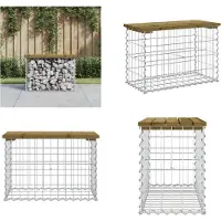 vidaXL Banc de jardin en gabions 63x31,5x42 cm Bois de pin imprégné - Banc de jardin - Bancs de jardin - Banc d'extérieur
