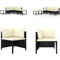 vidaXL Ensemble de canapés de jardin 5 pièces avec coussins noir poly rotin - Ensemble de canapés de jardin - Ensemble de meubles de jardin