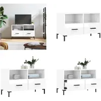 vidaXL Armoire TV Blanc brillant 80x36x50 cm Bois composite - Armoire TV - Meubles TV - Support TV