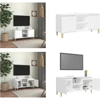 vidaXL Armoire TV avec pieds en bois massif blanc 103,5x30x50 cm - Armoire TV - Armoires TV - Sideboard