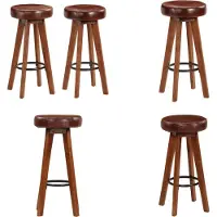 vidaXL Tabouret de bar 2 pcs. Cuir véritable et acacia massif - Tabouret de bar - Chaise de bar - Chaise de bar - Tabouret de bar en cuir véritable