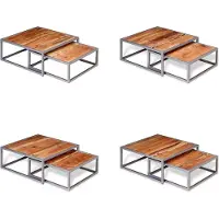vidaXL Ensemble de deux tables basses en acacia massif - Table basse - Tables basses - Longue table basse