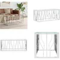vidaXL Table basse 110x45x45 cm Acier inoxydable et verre - Table basse - Tables basses - Table d'appoint - Table de salon
