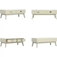 vidaXL Table basse avec 2 tiroirs Sculpture Gris 110x50x40 cm Bois - Table basse - Tables basses - Tables basses