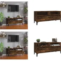 vidaXL Armoire TV chêne fumé 100x34,5x44,5 cm Bois composite - Armoire TV - Meubles TV - Meubles TV