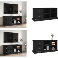 vidaXL Armoire TV noire 102x35,5x47,5 cm Bois composite - Armoire TV - Meubles TV - Support TV