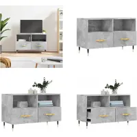 vidaXL Armoire TV gris béton 80x36x50 cm Bois composite - Armoire TV - Meubles TV - Supports TV