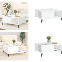 vidaXL Table basse blanche 80x80x36,5 cm Bois composite - Table basse - Tables basses - Table d'appoint - Table de salon