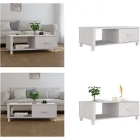 vidaXL Table basse HAMAR Blanc 100x55x35 cm Pin massif - Table basse - Tables basses - Table basse en bois - Table basse en bois massif
