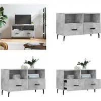 vidaXL Armoire TV gris béton 80x36x50 cm Bois composite - Armoire TV - Meubles TV - Supports TV