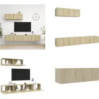 vidaXL Armoires TV 3 pcs Chêne Sonoma Bois composite - Armoire TV - Armoire TV suspendue - Armoires TV suspendues