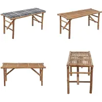 vidaXL Banc de jardin pliable avec support 118 cm Bambou - Banc de jardin - Banc de terrasse - Bancs de terrasse