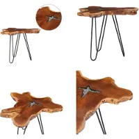 vidaXL Table basse 70 x 45 cm Teck massif et polyrésine - Table d'appoint - Tables d'appoint - Table de salon - Tables de salon