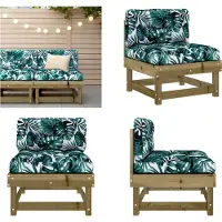 vidaXL Canapé central avec coussin Pin Imprégné - Canapé central - Canapé central - Canapé de jardin - Canapé d'extérieur