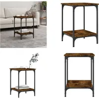vidaXL Table basse chêne fumé 40x40x55 cm Bois composite - Table basse - Tables basses - Table d'appoint - Table de salon