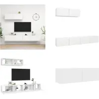 vidaXL Armoires TV 3 pcs. Blanc Bois composite - Armoire TV - Armoires TV - Armoire TV suspendue - Armoires TV suspendues
