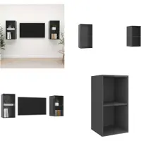 vidaXL Meubles TV muraux 2 pcs. Gris brillant Matériau dérivé du bois - Armoire TV - Armoire TV suspendue - Armoires TV suspendues