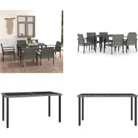 vidaXL 7 pcs. Salon de jardin Poly Rotin Gris - Salon de jardin - Ensemble de jardin - Ensemble de salon