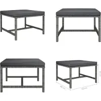 vidaXL Tabouret de pied modulaire avec coussin Gris Poly rotin - Tabouret de pied - Repose-pieds - Repose-pieds
