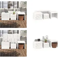 vidaXL Set de 4 coffres de jardin blanc pin massif - Set de coffres de jardin - Coffre de jardin - Meubles de jardin