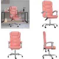 vidaXL Chaise de bureau avec fonction de couchage rose similicuir - Chaise de bureau avec fonction de couchage - Chaise de bureau avec fonction de relaxation - Chaise de bureau